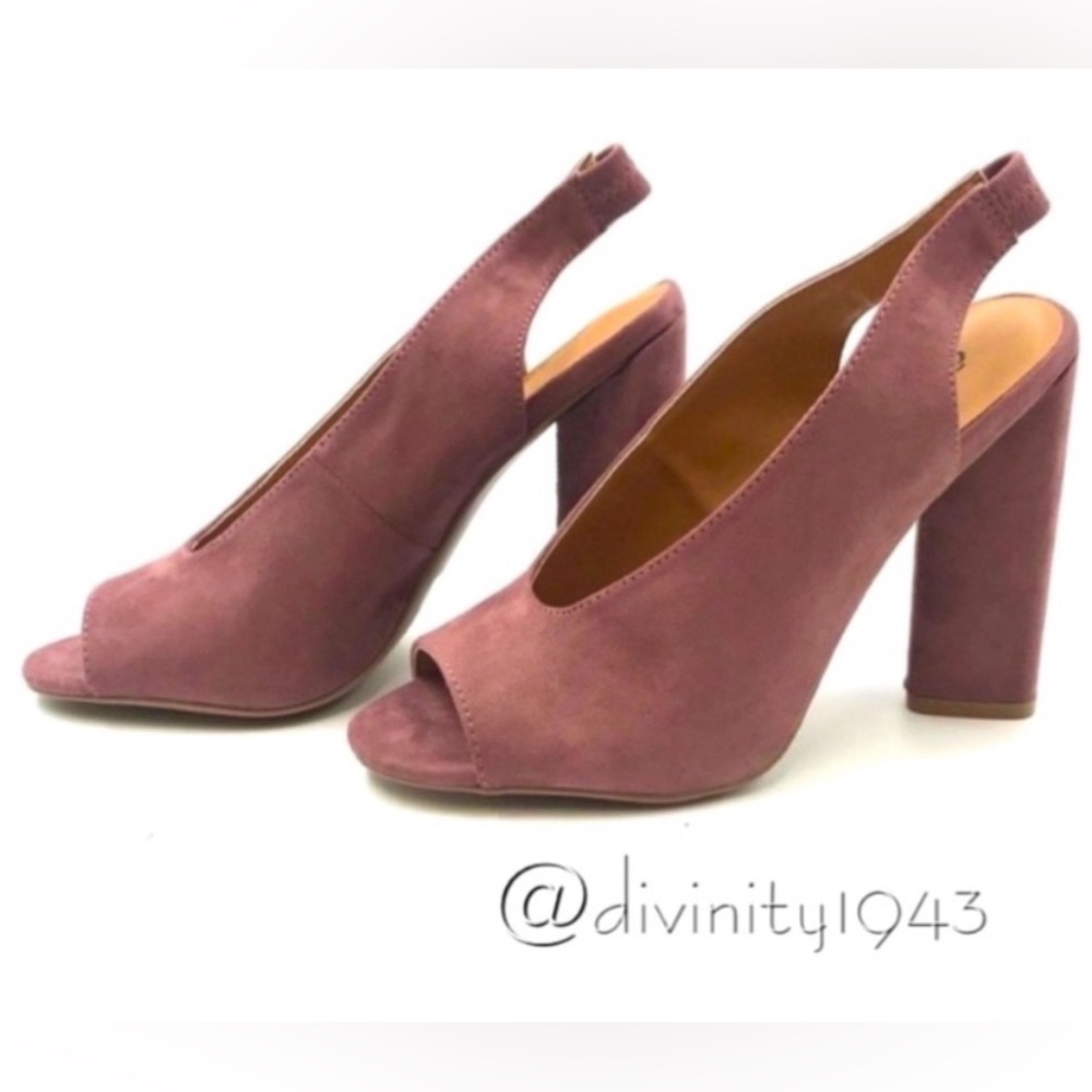 |•Peep toe High heel• Faux Suede • Mauve•|